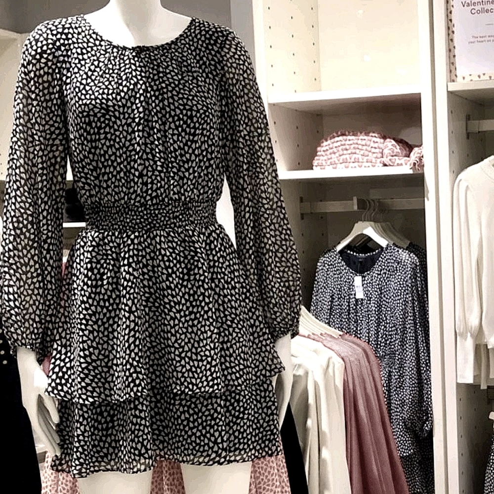 ANN TAYLOR b&w heart printed dress sz 6p